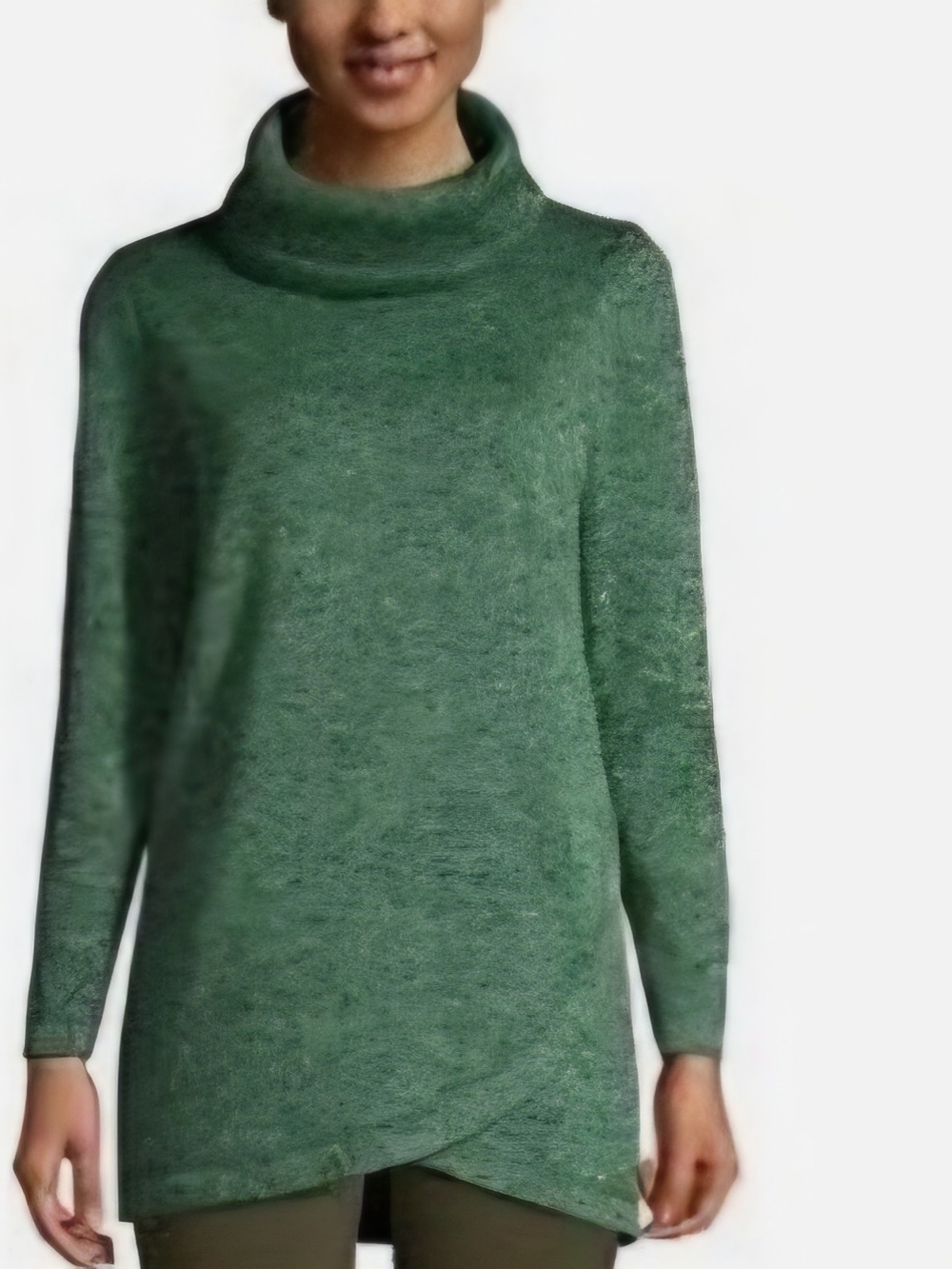 Lands' End Green Cowl Neck Tunic Sweater